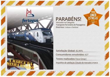 Certificado vencedor na categoria de Transporte Ferrovíario de Passageiros